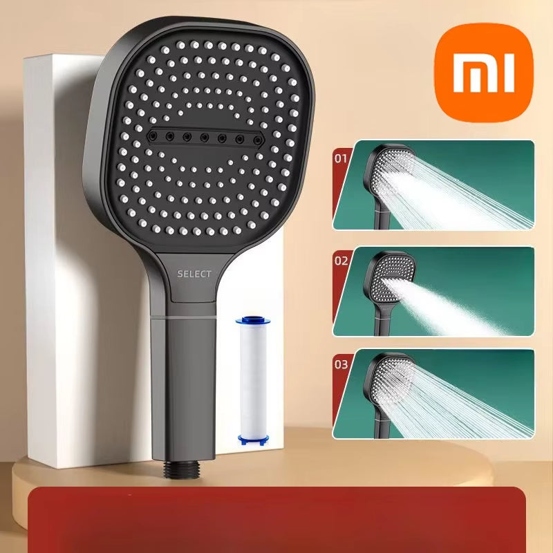 Xiaomi 13Cm Large Panel 3Modes Adjustable Home Shower Head High Pressure Massage Showerhead Filter Element Bathroom Accessories