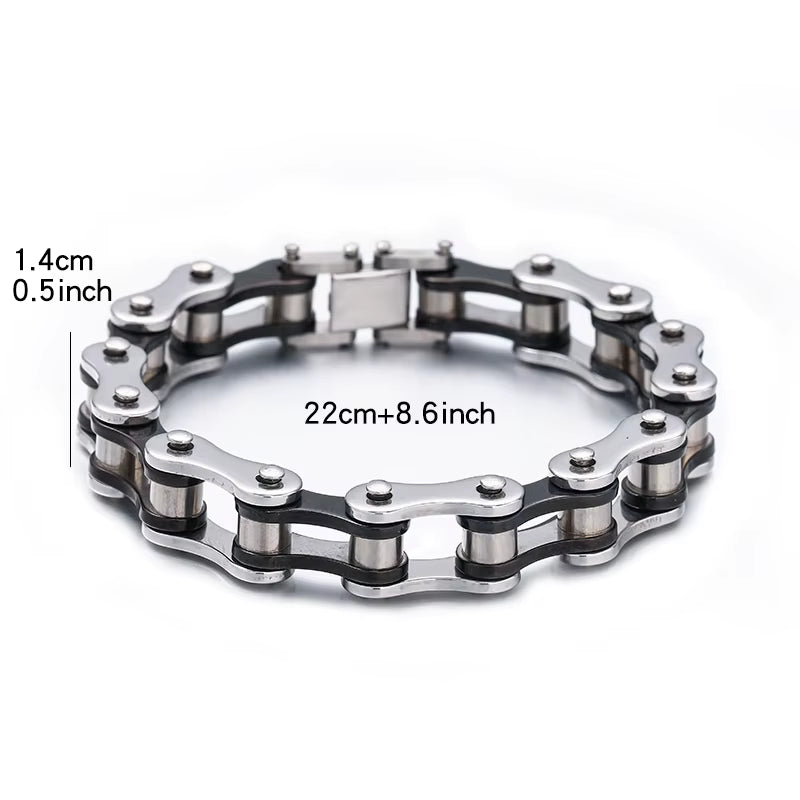 Stainless Steel Biker Chain Bracelet Mens Bracelet Link Chain Motorcycle Bicycle Style Bracelets Fashion Punk Bangles Jewelry