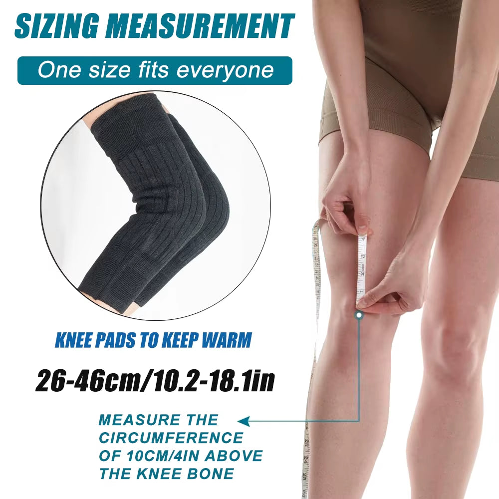 1Pair Unisex Cashmere Wool Knee Brace Pads - Winter Warm Thermal Knee Warmers, Thickened & Lengthened Knee Sleeves for Arthritis