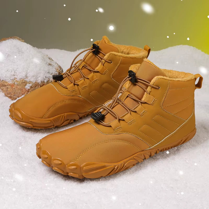Winter Barefoot Snow Boots Men Fur Big Size 47 Waterproof Ankle Boots Plush Hiking Shoes Outdoor Work Shoes Ladies Snow Boots