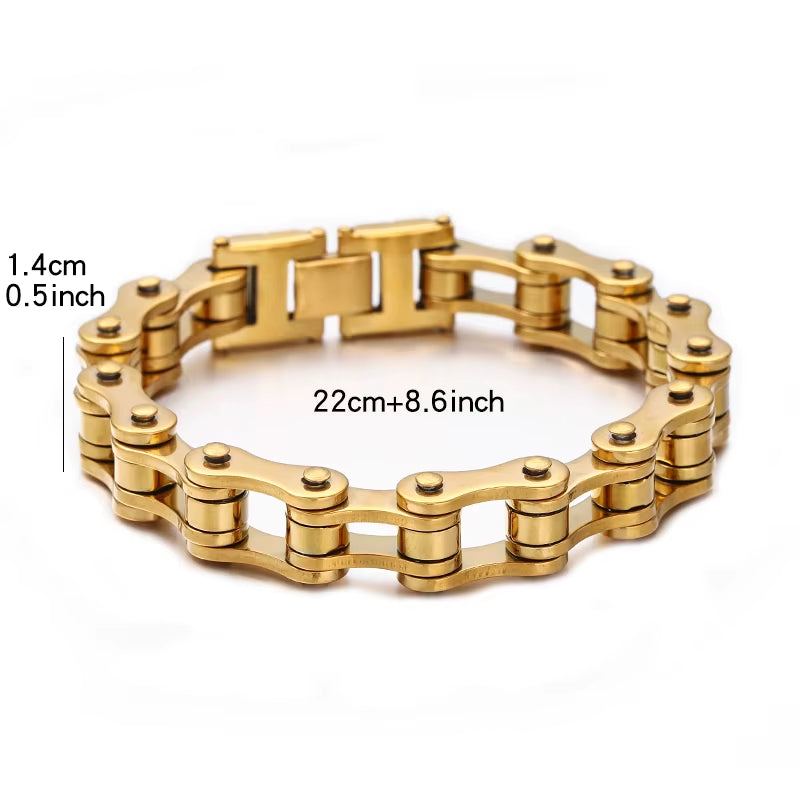 Stainless Steel Biker Chain Bracelet Mens Bracelet Link Chain Motorcycle Bicycle Style Bracelets Fashion Punk Bangles Jewelry
