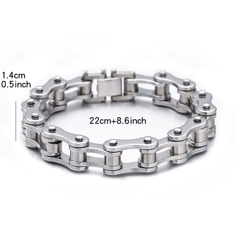 Stainless Steel Biker Chain Bracelet Mens Bracelet Link Chain Motorcycle Bicycle Style Bracelets Fashion Punk Bangles Jewelry