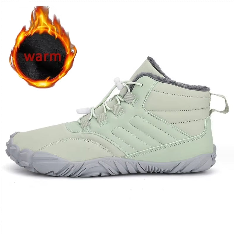 Winter Barefoot Snow Boots Men Fur Big Size 47 Waterproof Ankle Boots Plush Hiking Shoes Outdoor Work Shoes Ladies Snow Boots