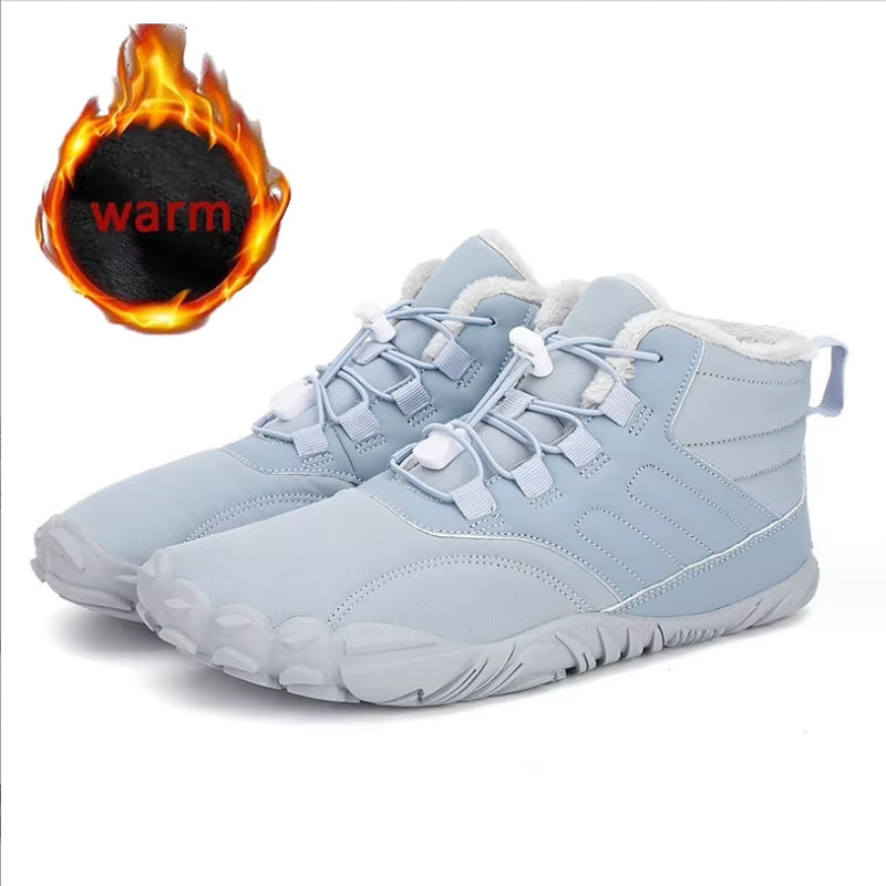 Winter Barefoot Snow Boots Men Fur Big Size 47 Waterproof Ankle Boots Plush Hiking Shoes Outdoor Work Shoes Ladies Snow Boots