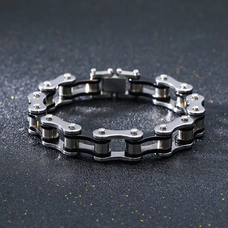 Stainless Steel Biker Chain Bracelet Mens Bracelet Link Chain Motorcycle Bicycle Style Bracelets Fashion Punk Bangles Jewelry