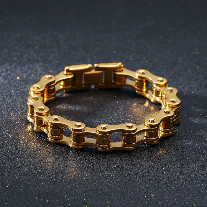 Stainless Steel Biker Chain Bracelet Mens Bracelet Link Chain Motorcycle Bicycle Style Bracelets Fashion Punk Bangles Jewelry
