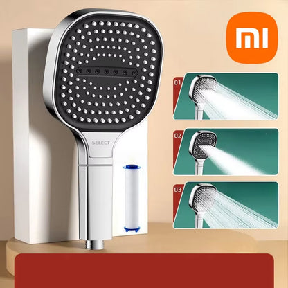 Xiaomi 13Cm Large Panel 3Modes Adjustable Home Shower Head High Pressure Massage Showerhead Filter Element Bathroom Accessories