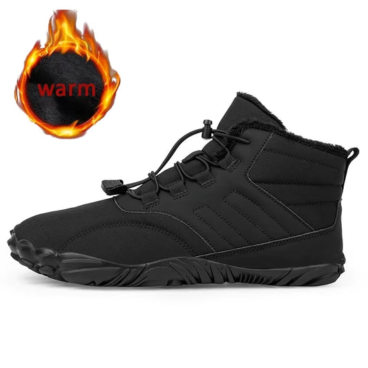Winter Barefoot Snow Boots Men Fur Big Size 47 Waterproof Ankle Boots Plush Hiking Shoes Outdoor Work Shoes Ladies Snow Boots