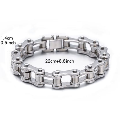 Stainless Steel Biker Chain Bracelet Mens Bracelet Link Chain Motorcycle Bicycle Style Bracelets Fashion Punk Bangles Jewelry